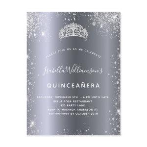 Quinceanera silver glitter dust tiara crown  postcard