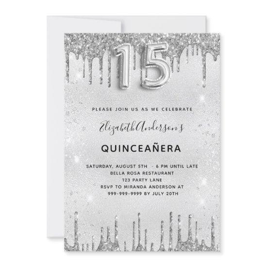 Quinceanera silver glitter elegant