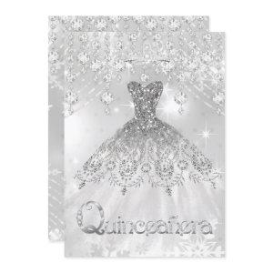 Quinceanera Silver Glitter Gown Birthday Party
