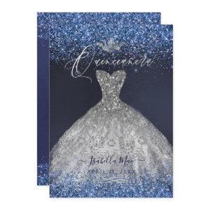 Quinceanera Silver Glitter Gown