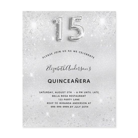 Quinceanera silver glitter
