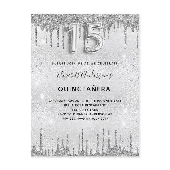 Quinceanera silver glitter