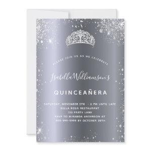Quinceanera silver glitter tiara crown