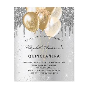 Quinceanera silver gold balloons budget  flyer