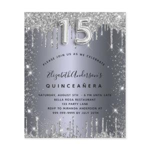 Quinceanera silver metal glitter budget  flyer