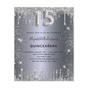 Quinceanera silver metal glitter