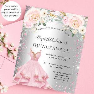 Quinceanera silver pink dress budget