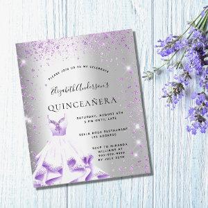 Quinceanera silver purple dress budget  flyer