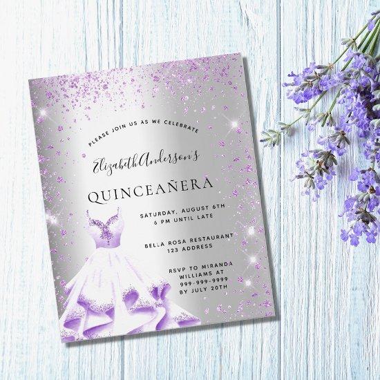Quinceanera silver purple dress budget  flyer
