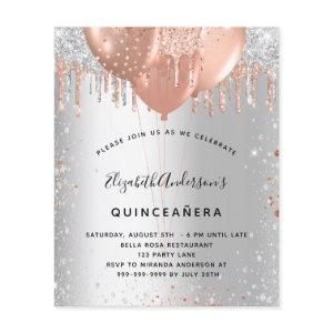 Quinceanera silver rose gold balloons budget flyer