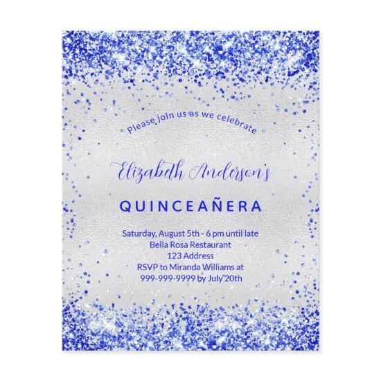 Quinceanera silver royal blue budget  flyer