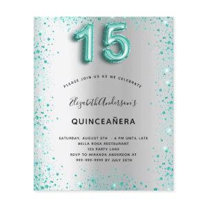 Quinceanera silver teal glitter budget  flyer