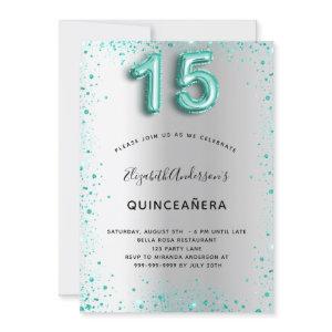 Quinceanera silver teal glitter glamorous