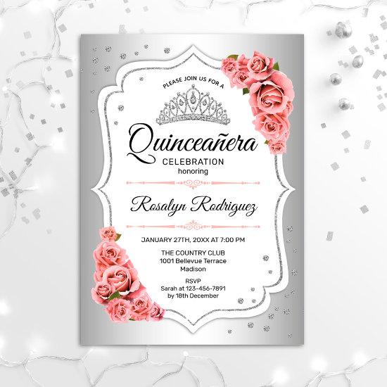 Quinceanera - Silver White Blush Pink
