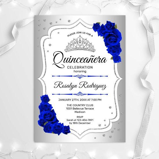 Quinceanera - Silver White Royal Blue