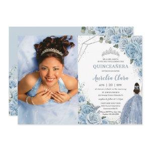 Quinceañera Soft Baby Blue Floral Princess 15 Años