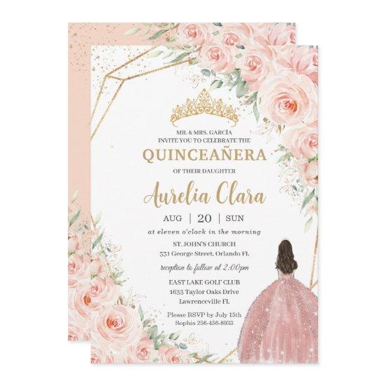 Quinceañera Soft Blush Floral Roses Flowers Crown