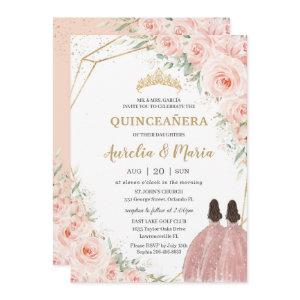 Quinceañera Soft Blush Floral Roses Flowers Twins