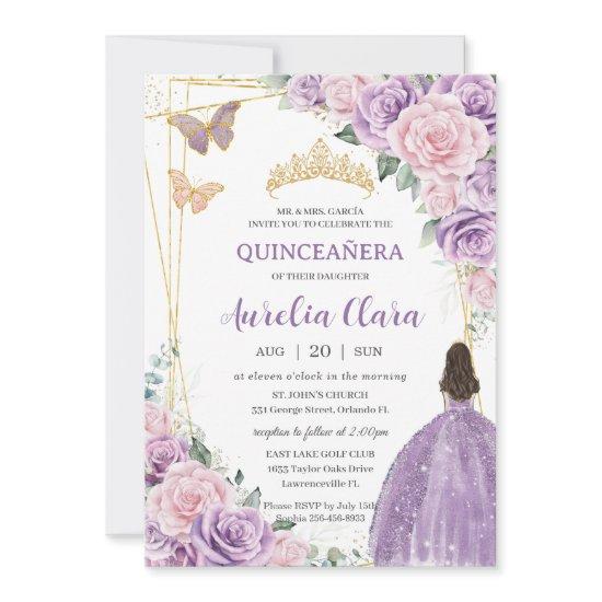 Quinceañera Soft Purple Lilac Pink Floral Princess