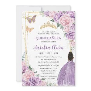 Quinceañera Soft Purple Pink Floral Brown Princess