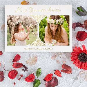 Quinceañera Spanish Fancy Flourish Effect 2 Photos Foil