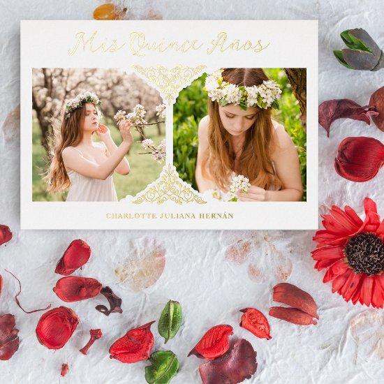 Quinceañera Spanish Fancy Flourish Effect 2 Photos Foil
