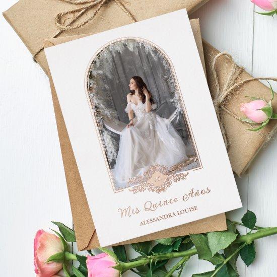 Quinceañera Spanish Fancy Rose Gold Arch Photo Foil