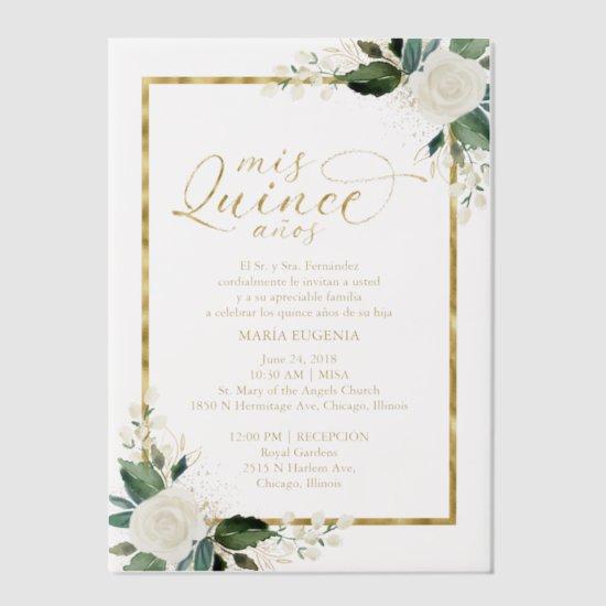 Quinceanera Spanish Wording Pink Gold  Vellum