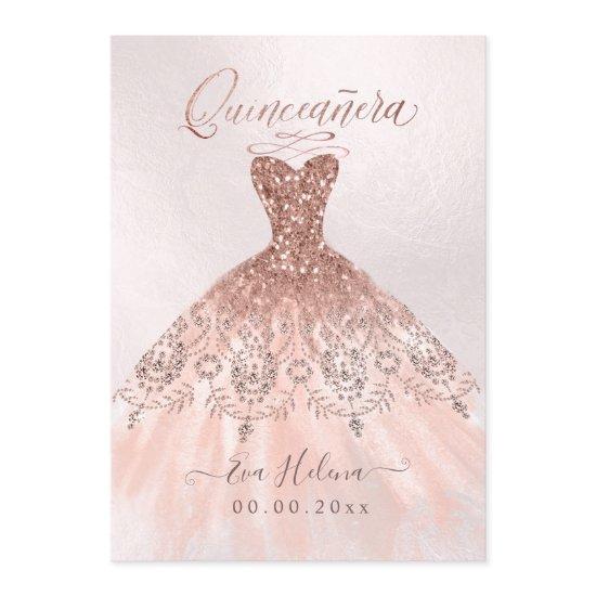 Quinceañera, Sparkle Gown, Faux Rose Gold cards