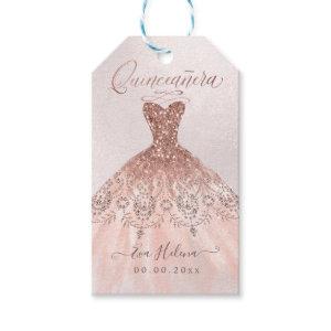 Quinceañera , Sparkle Gown, Faux Rose Gold Gift Tags