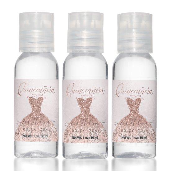 Quinceañera, Sparkle Gown, Faux Rose Gold Hand Sanitizer