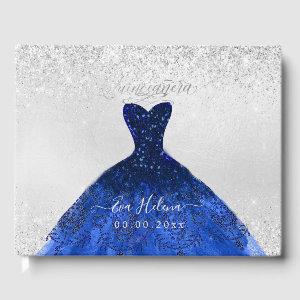 Quinceañera , Sparkle Gown, Navy Blue Guest Book