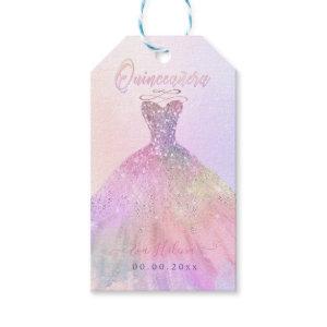Quinceañera , Sparkle Gown, Pastel Cotton Candy Gift Tags