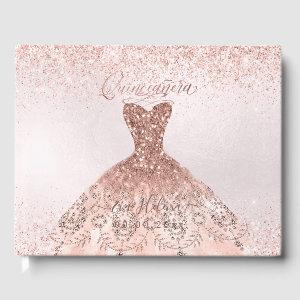 Quinceañera, Sparkle Gown, Rose Gold Guest Book