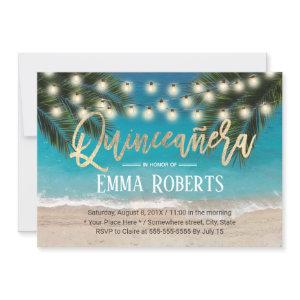 Quinceanera String Lights Tropical Beach Birthday