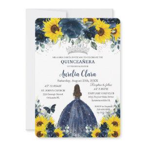 Quinceañera Sunflower Navy Blue Floral Princess