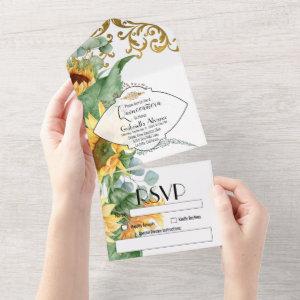 Quinceanera Sunflowers and Eucalyptus  All In One