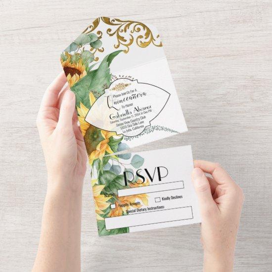 Quinceanera Sunflowers and Eucalyptus  All In One