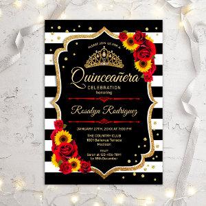 Quinceanera -  Sunflowers Roses Stripes