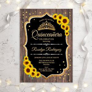 Quinceanera -  Sunflowers Rustic Wood