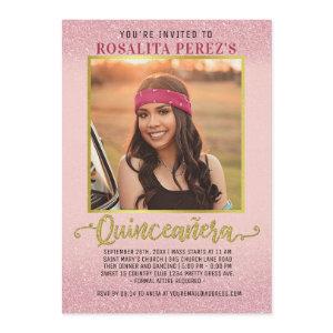 Quinceanera Sweet 15 Birthday Pink Glitter Photo