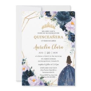 Quinceañera Sweet 16 Purple Lilac Navy Blue Floral