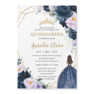 Quinceañera Sweet 16 Purple Lilac Navy Blue Floral Magnetic