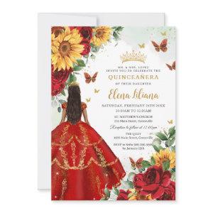 Quinceañera Sweet 16 Red Roses Sunflowers Floral