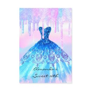 Quinceanera Sweet 16th Blue Pink Holographic Dress