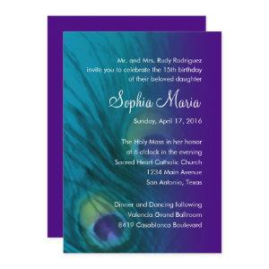 Quinceanera Teal and Purple Peacock