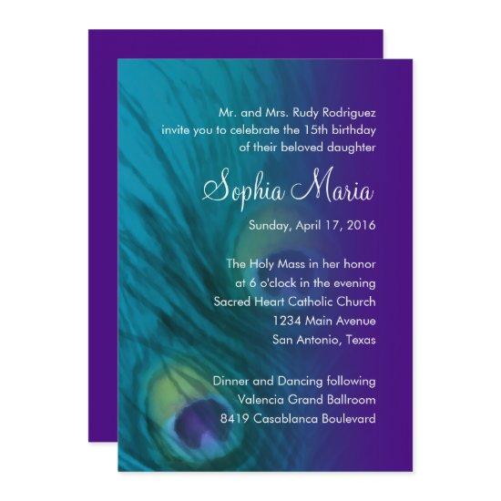 Quinceanera Teal and Purple Peacock
