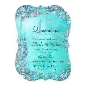 Quinceanera Teal Blue Ocean Jewel Birthday Party