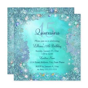 Quinceanera Teal Blue Ocean Jewel Birthday Party
