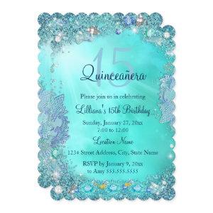 Quinceanera Teal Blue Ocean Jewel Birthday Party